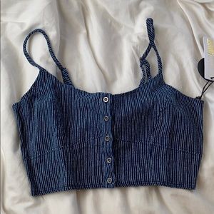 Amuse Society Navy Striped Crop Top